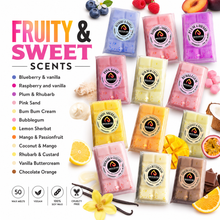 Load image into Gallery viewer, 50 Scent Wax Melt Snap Bars Collection – 28g Handmade Soy Wax Bars – Perfume, Fruity, Fresh & Sweet Fragrances - Meltsonfire