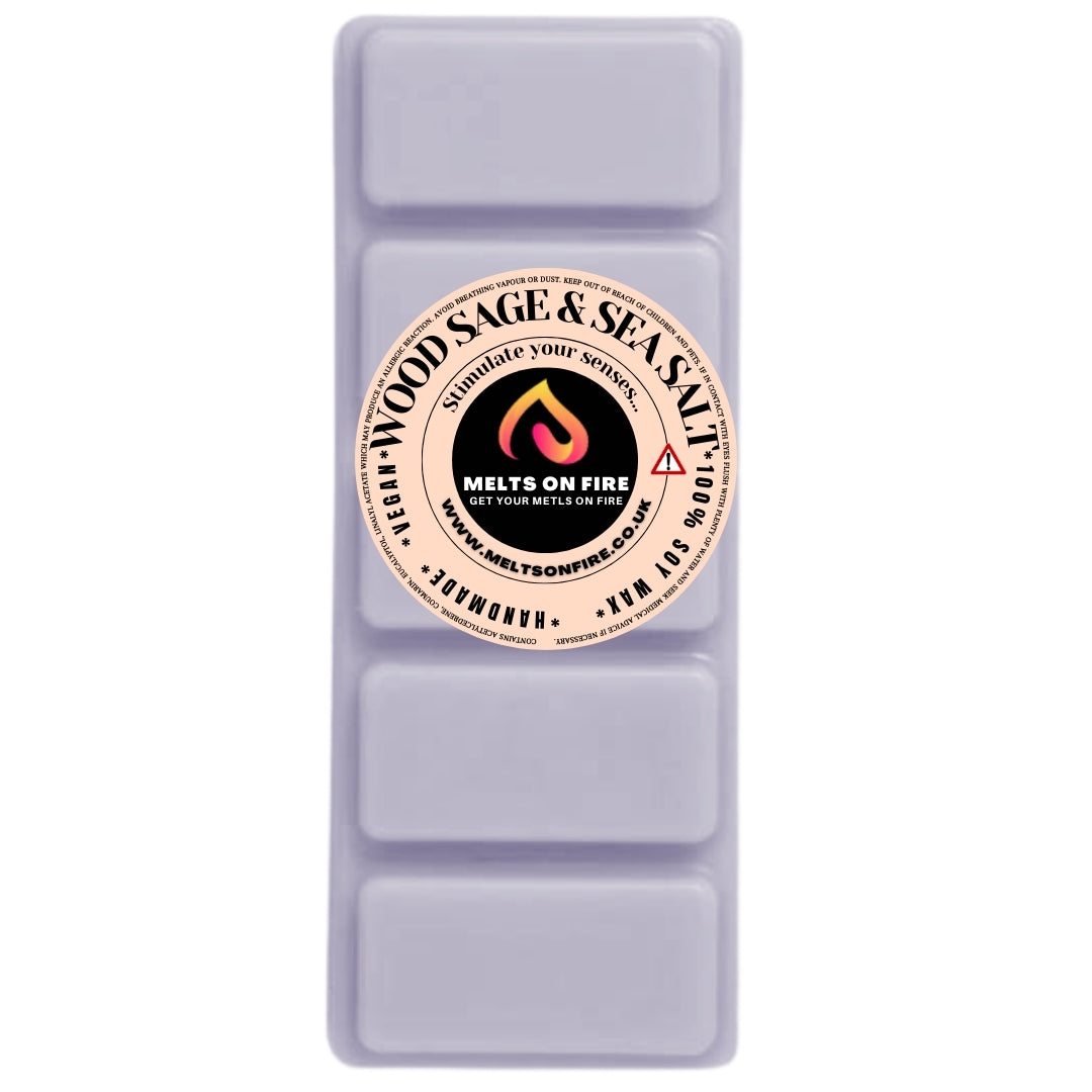 WOOD SAGE & SEA SALT Scented Wax Melts – Large 50g Bars with a Perfume-Inspired, Clean, Fresh, and Fruity Aroma.