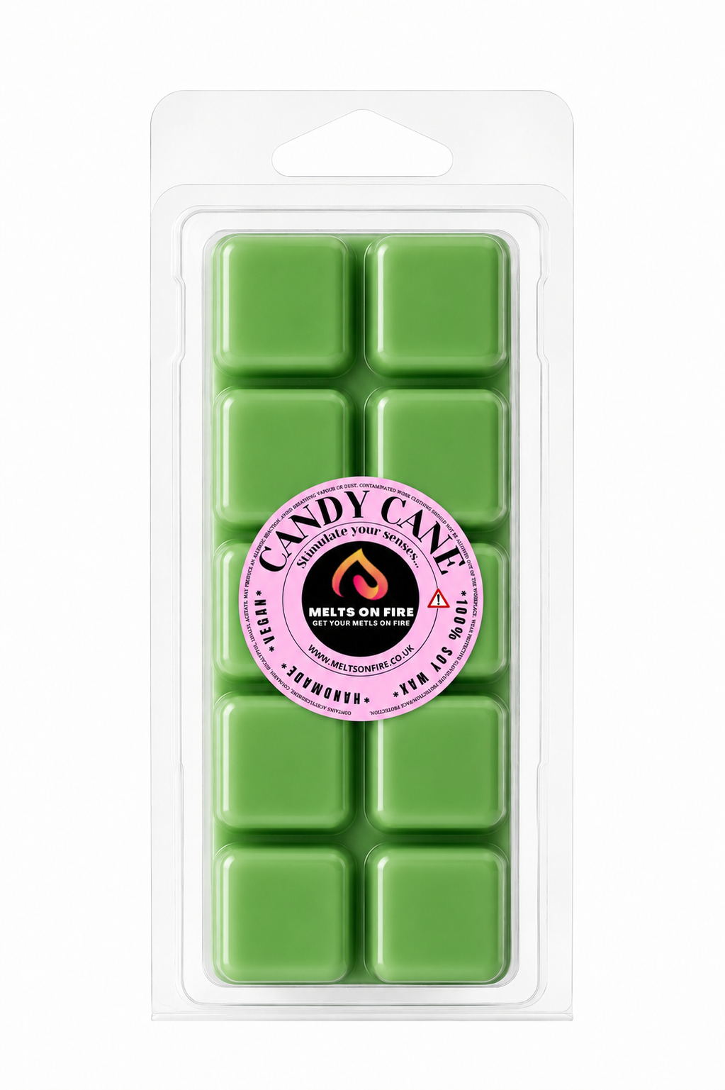 Candy Cane 10 Block Clamshell Wax Melts, Soy Wax Handmade UK
