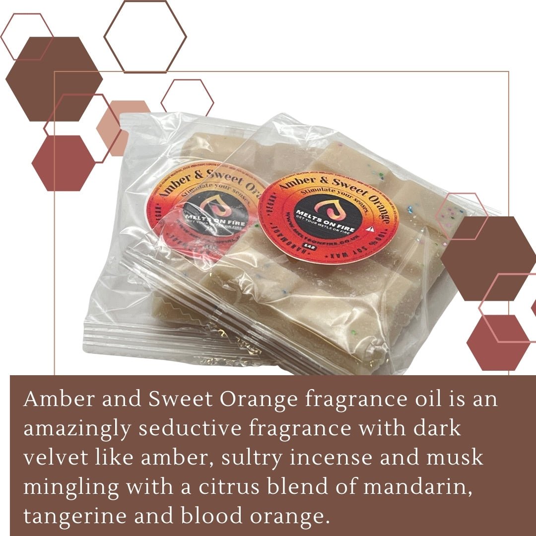 Amber & Sweet Orange Wax Melts - Snap Bars - Soy Wax Melts - Meltsonfire