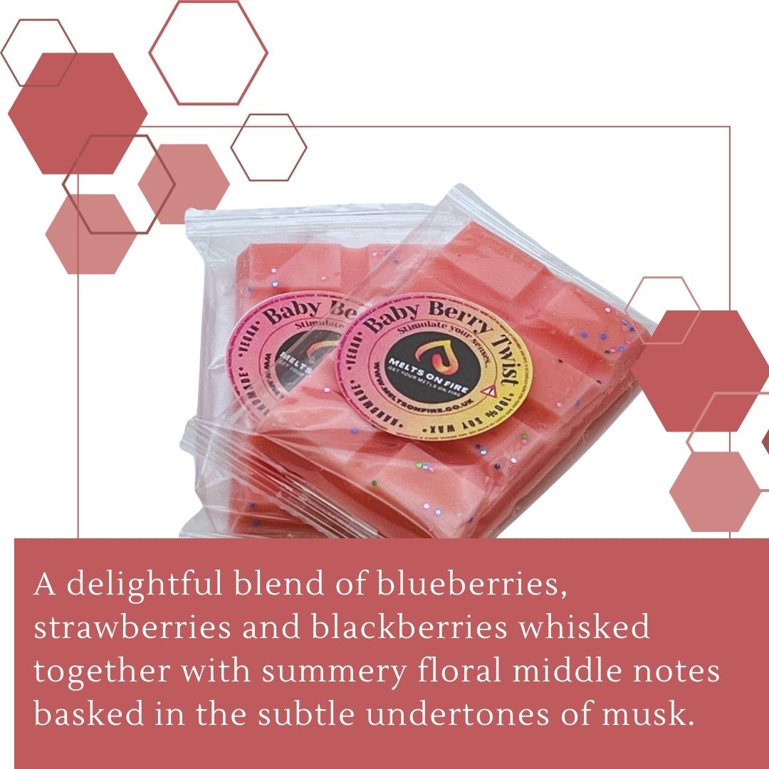 Baby Berry Twist Wax Melts - Soy Wax Melts - 25g - Highly Scented for Oil Burner - Vegan & Cruelty Free - Soy Wax - Home Fragrance - Meltsonfire