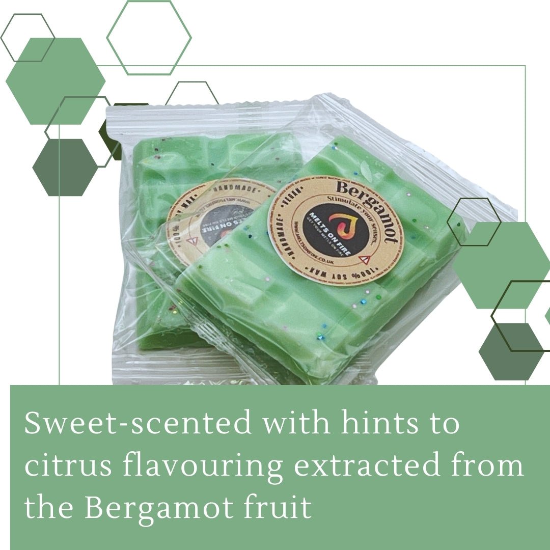 Bergamot Wax Melts - Soy Wax Melts - 25g - Highly Scented for Oil Burner - Vegan & Cruelty Free - Soy Wax - Home Fragrance - Meltsonfire