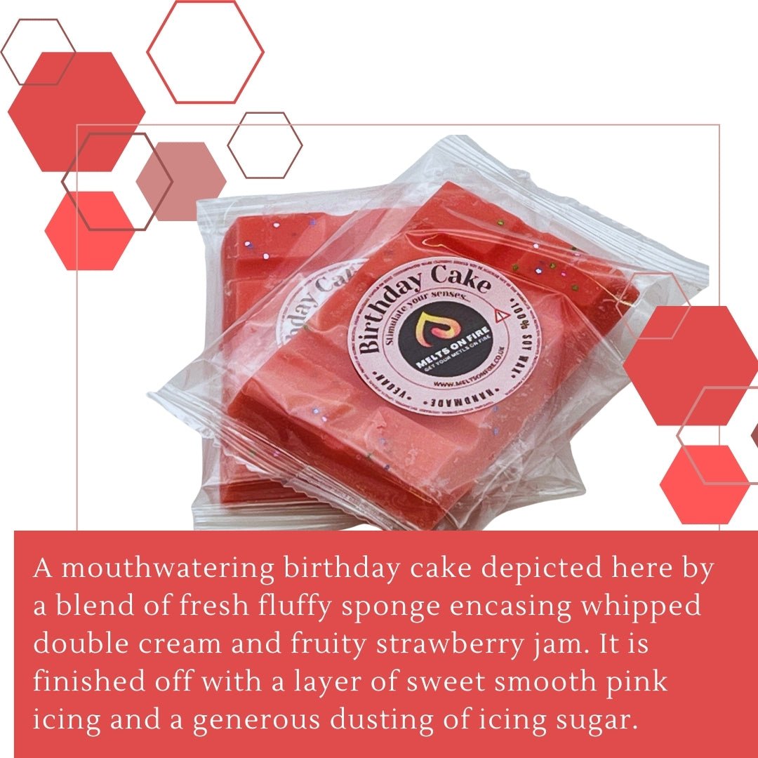 Birthday Cake Wax Melts - Soy Wax Melts - 25g - Highly Scented for Oil Burner - Vegan & Cruelty Free - Soy Wax - Home Fragrance - Meltsonfire