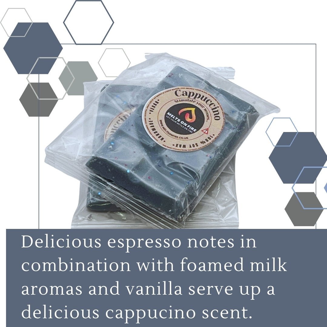 Cappuccino Wax Melts - Soy Wax Melts - 25g - Highly Scented for Oil Burner - Vegan & Cruelty Free - Soy Wax - Home Fragrance - Meltsonfire
