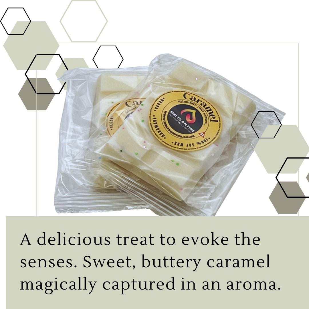 Caramel Wax Melts - Soy Wax Melts - 25g - Highly Scented for Oil Burner - Vegan & Cruelty Free - Soy Wax - Home Fragrance - Meltsonfire