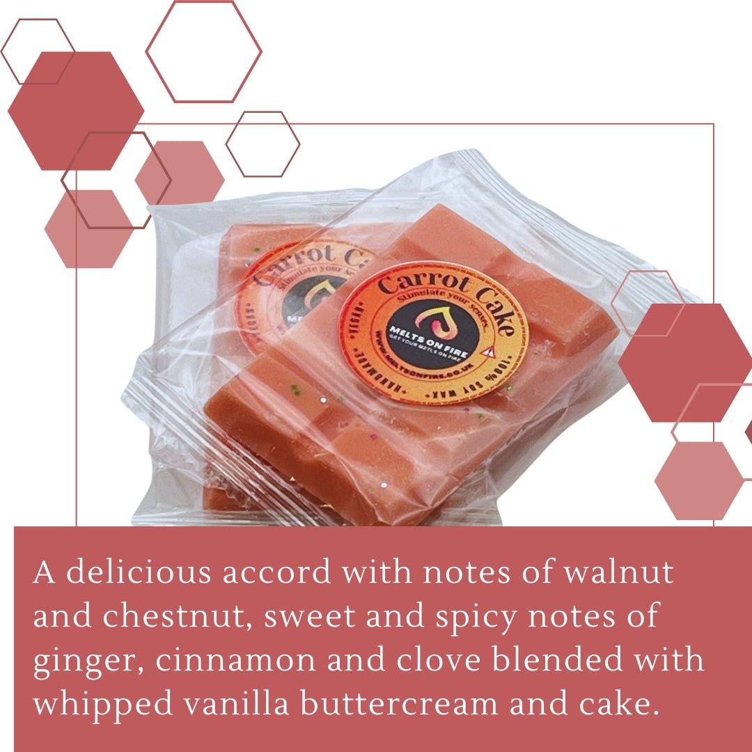 Carrot Cake Wax Melts - Soy Wax Melts - 25g - Highly Scented for Oil Burner - Vegan & Cruelty Free - Soy Wax - Home Fragrance - Meltsonfire