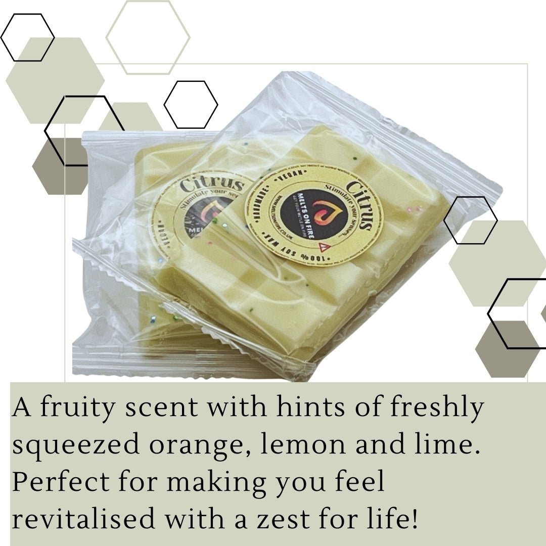 Citrus Wax Melts - Soy Wax Melts - 25g - Highly Scented for Oil Burner - Vegan & Cruelty Free - Soy Wax - Home Fragrance - Meltsonfire