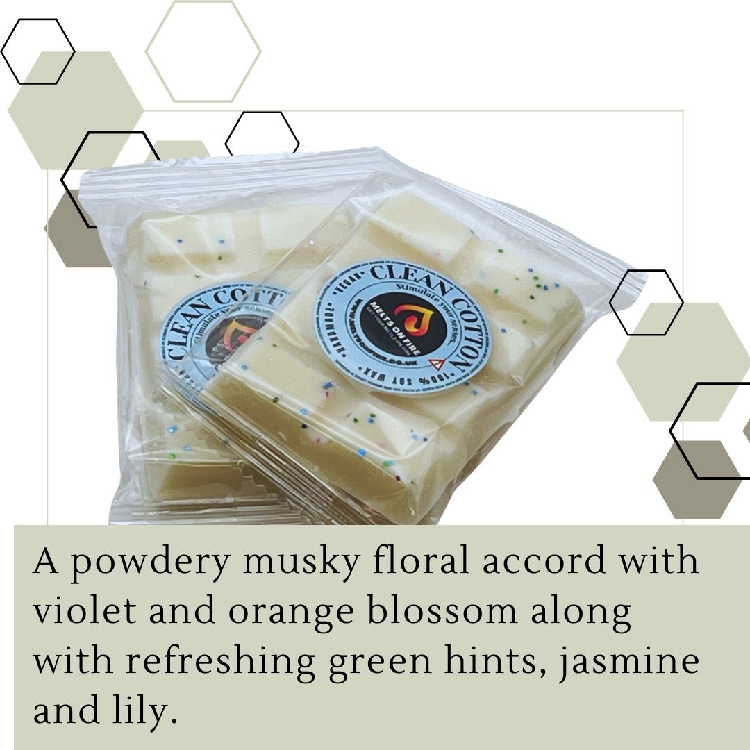 Clean Cotton Wax Melts - Snap Bars - Soy Wax Melts - Meltsonfire