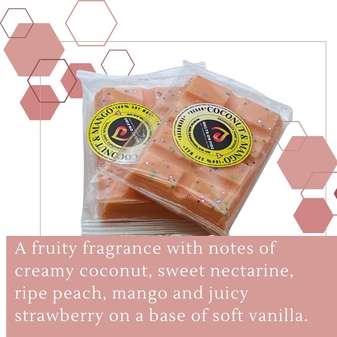 Coconut & Mango Wax Melts - Snap Bars - Soy Wax Melts - Meltsonfire