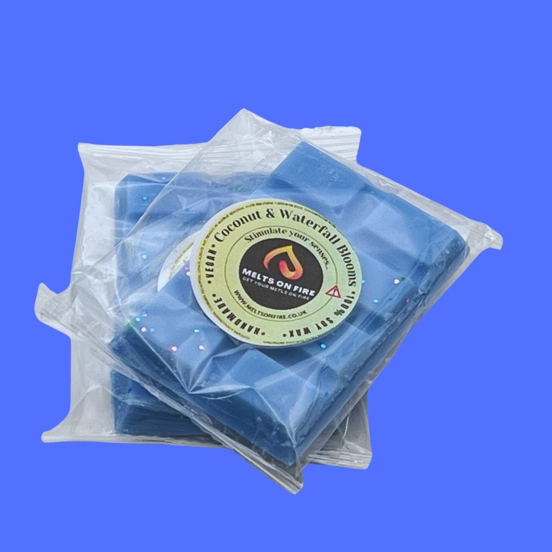 Coconut & Waterfall Blooms Wax Melts - Soy Wax Melts - 25g - Highly Scented for Oil Burner - Vegan & Cruelty Free - Soy Wax - Home Fragrance - Meltsonfire