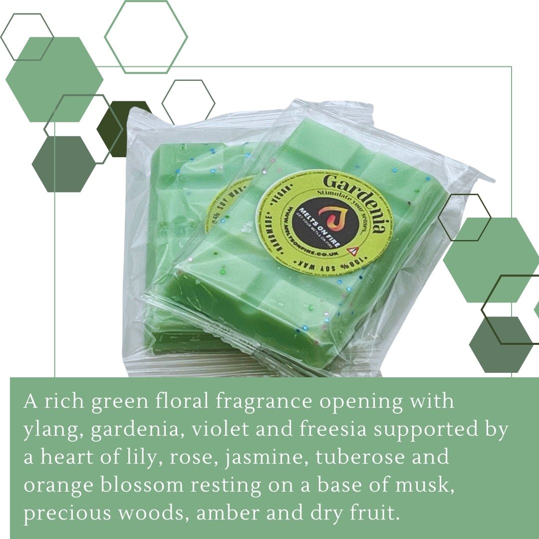 Gardenia Wax Melts - Soy Wax Melts - 25g - Highly Scented for Oil Burner - Vegan & Cruelty Free - Soy Wax - Home Fragrance - Meltsonfire