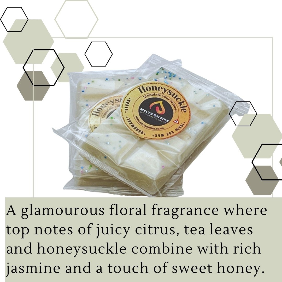 Honeysuckle Wax Melts - Soy Wax Melts - 25g - Highly Scented for Oil Burner - Vegan & Cruelty Free - Soy Wax - Home Fragrance - Meltsonfire