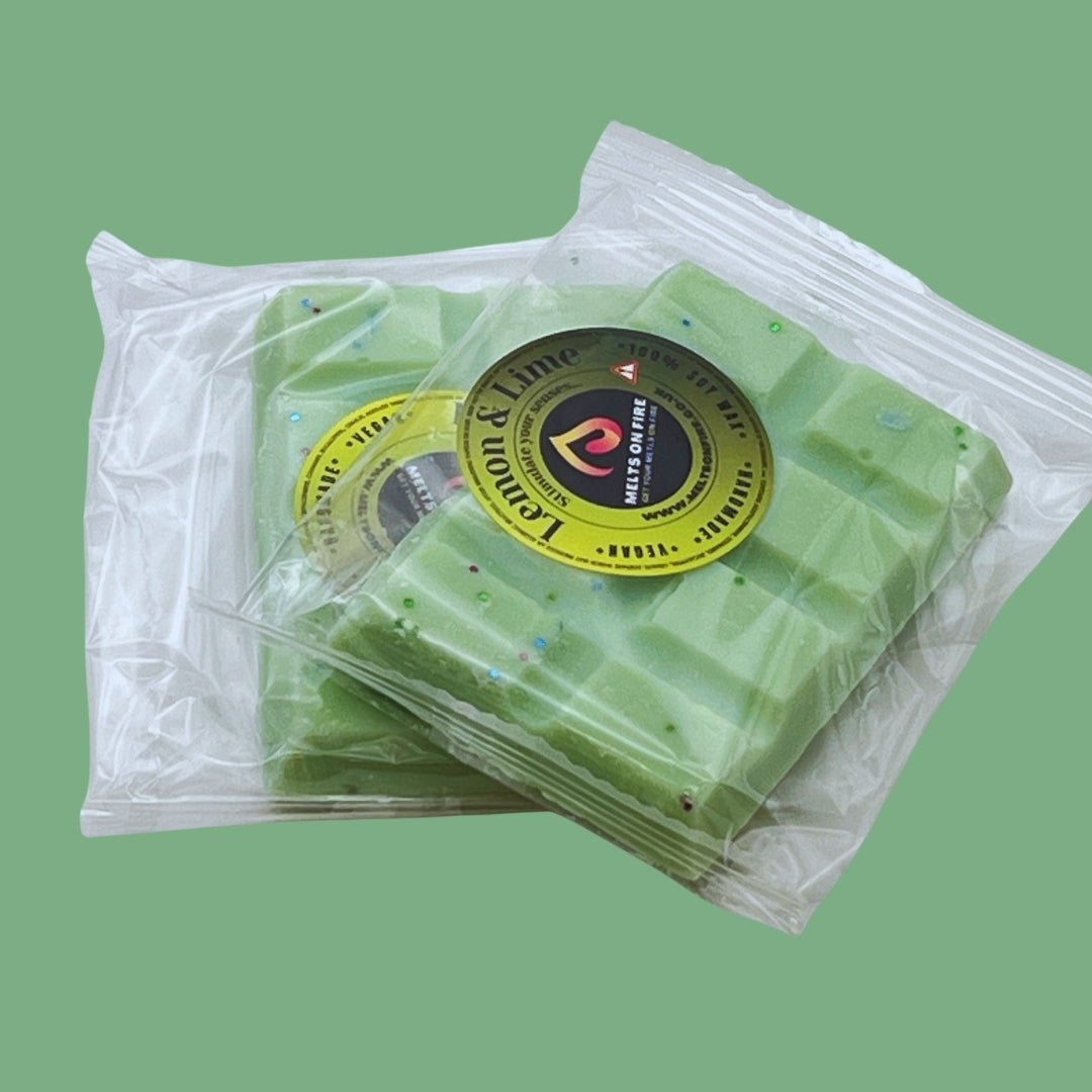 Lemon and Lime Wax Melts - Soy Wax Melts - 25g - Highly Scented for Oil Burner - Vegan & Cruelty Free - Soy Wax - Home Fragrance - Meltsonfire