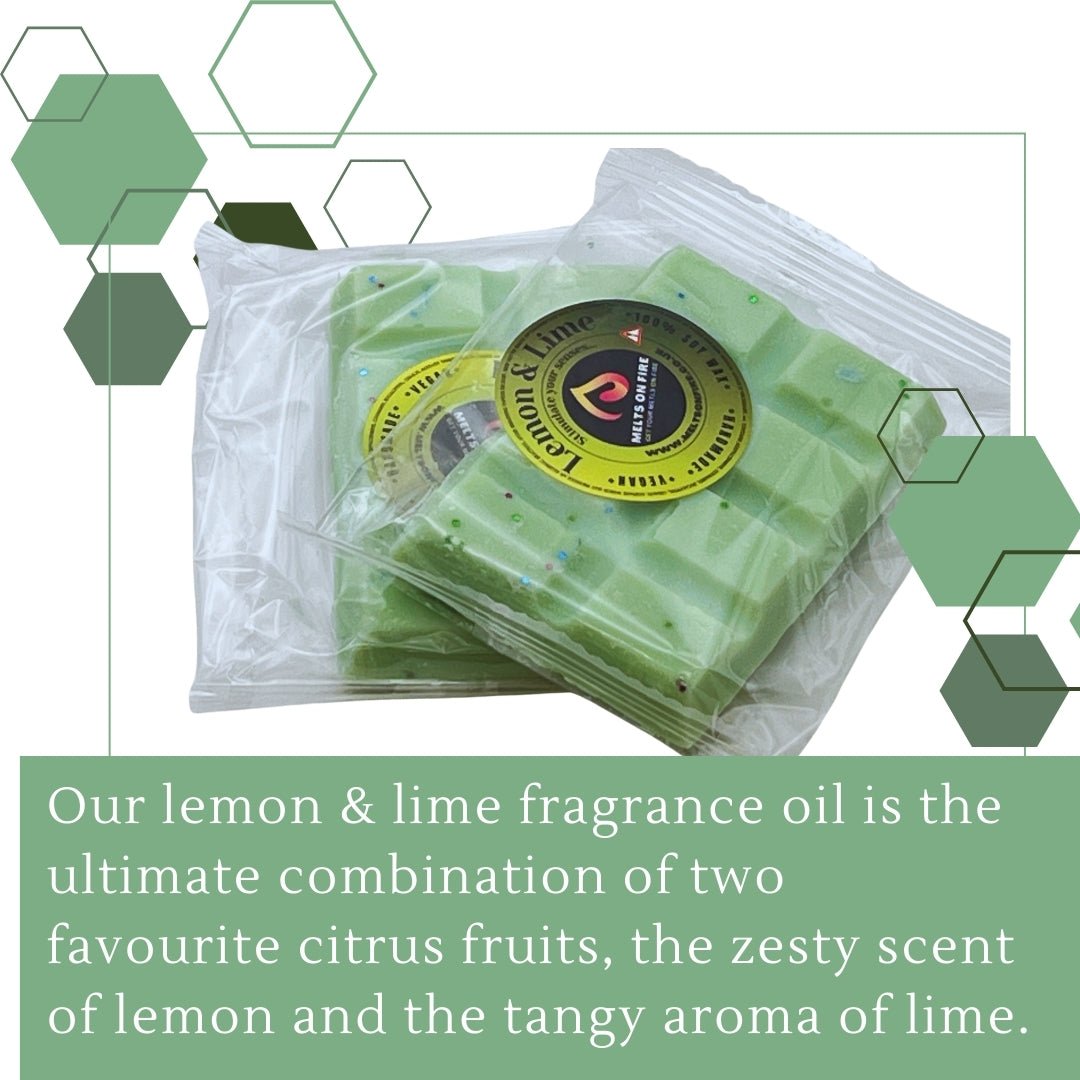 Lemon and Lime Wax Melts - Soy Wax Melts - 25g - Highly Scented for Oil Burner - Vegan & Cruelty Free - Soy Wax - Home Fragrance - Meltsonfire