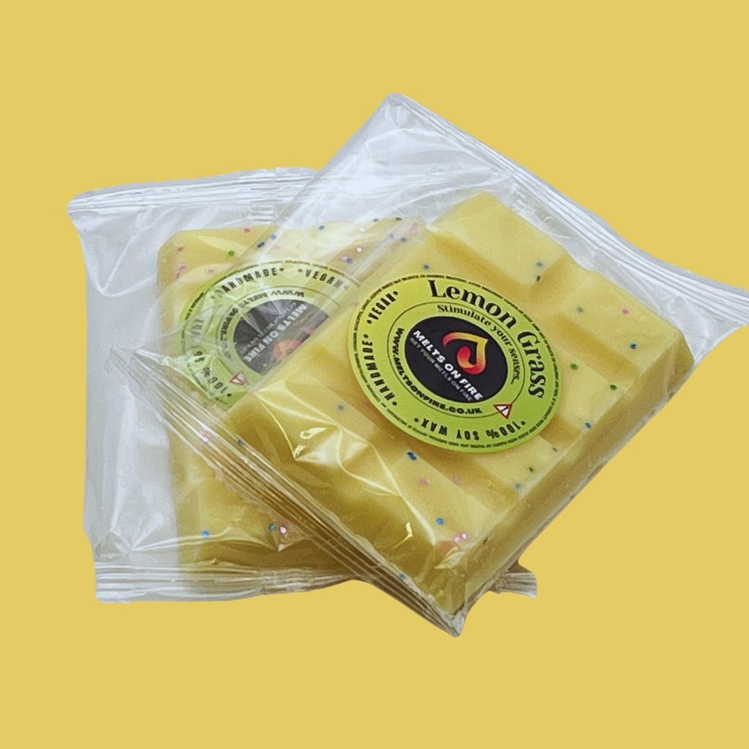 Lemon Grass Wax Melts - Soy Wax Melts - 25g - Highly Scented for Oil Burner - Vegan & Cruelty Free - Soy Wax - Home Fragrance - Meltsonfire