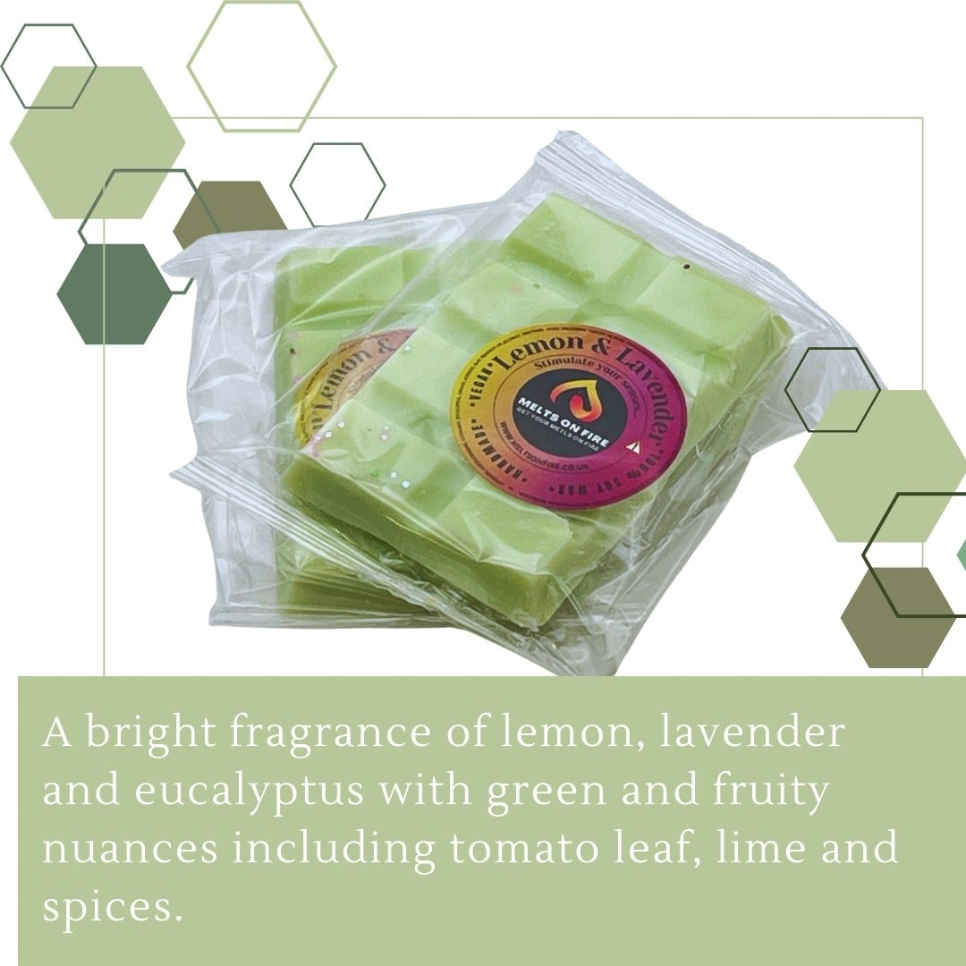 Lemon & Lavender Wax Melts - Soy Wax Melts - 25g - Highly Scented for Oil Burner - Vegan & Cruelty Free - Soy Wax - Home Fragrance - Meltsonfire
