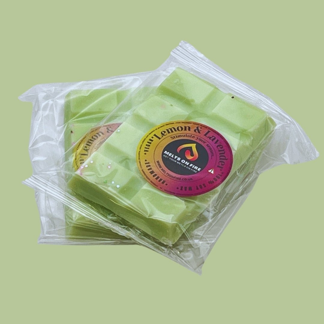 Lemon & Lavender Wax Melts - Soy Wax Melts - 25g - Highly Scented for Oil Burner - Vegan & Cruelty Free - Soy Wax - Home Fragrance - Meltsonfire