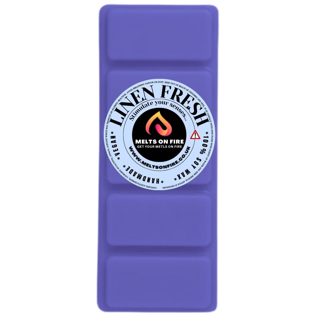 LINEN FRESH Scented Wax Melts – Large 50g Bars with a Perfume - Inspired, Clean, Fresh, and Fruity Aroma. - Meltsonfire