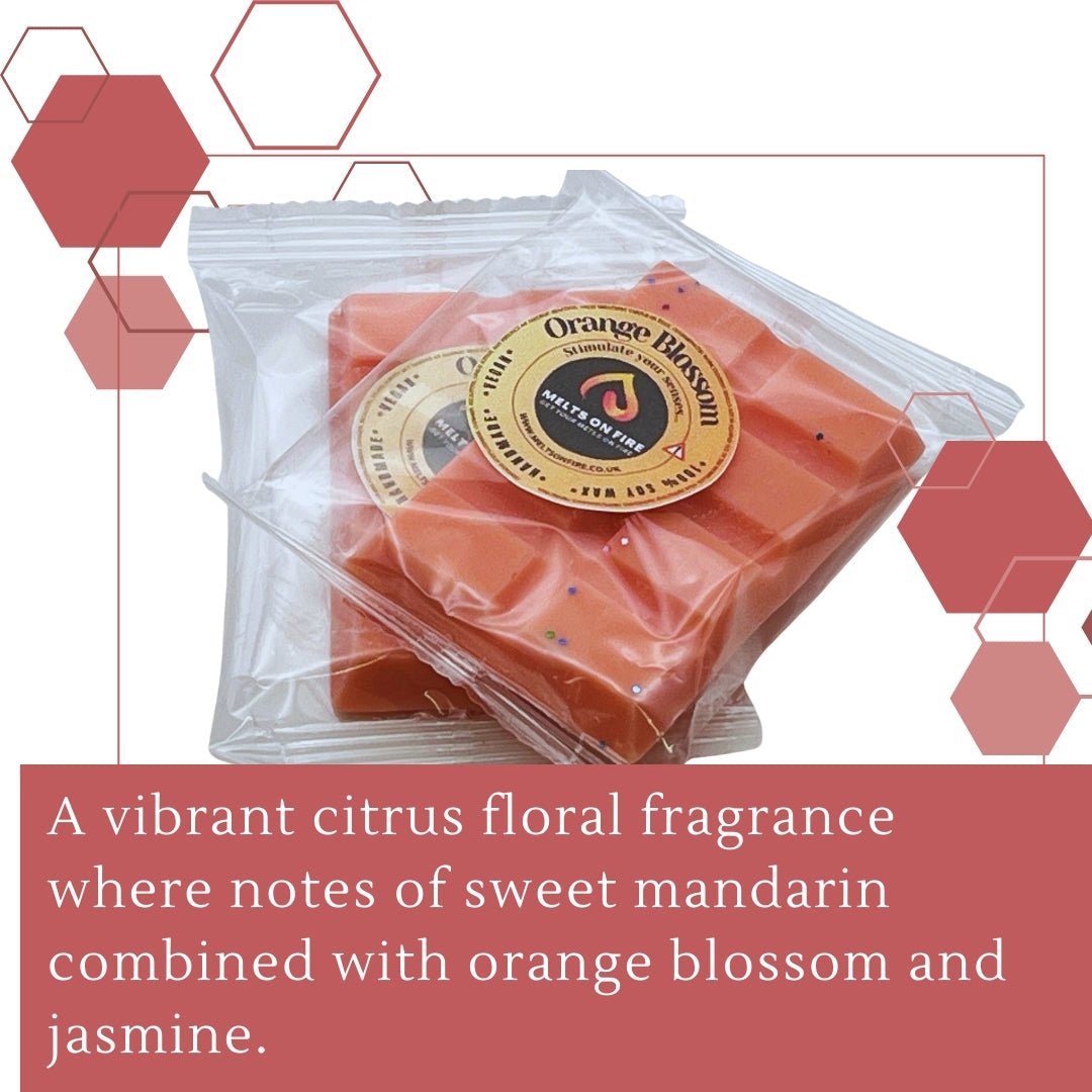 Orange Blossom Wax Melts - Soy Wax Melts - 25g - Highly Scented for Oil Burner - Vegan & Cruelty Free - Soy Wax - Home Fragrance - Meltsonfire