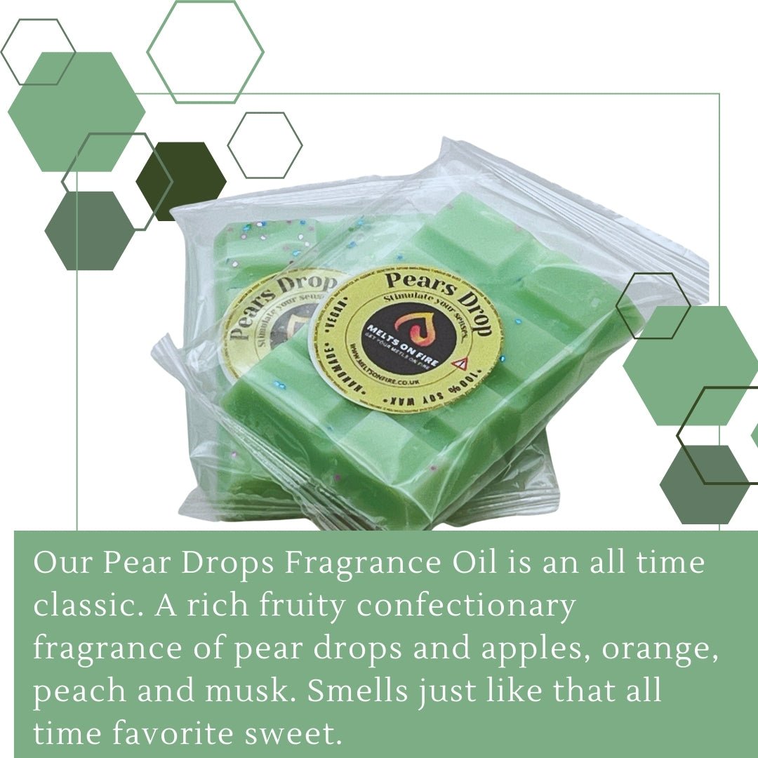 Pears Drop Wax Melts - Soy Wax Melts - 25g - Highly Scented for Oil Burner - Vegan & Cruelty Free - Soy Wax - Home Fragrance - Meltsonfire