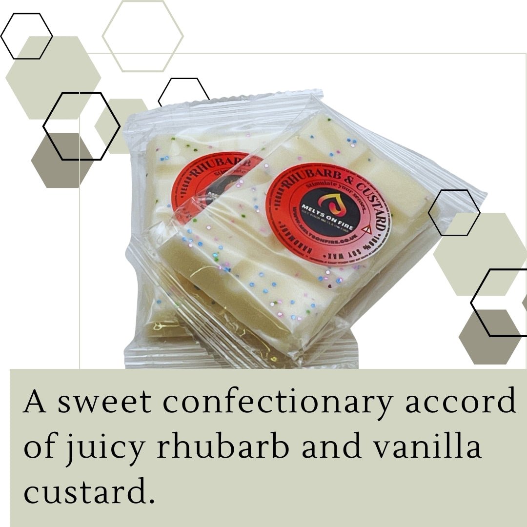 Rhubarb & Custard Wax Melts - Snap Bars - Soy Wax Melts - Meltsonfire