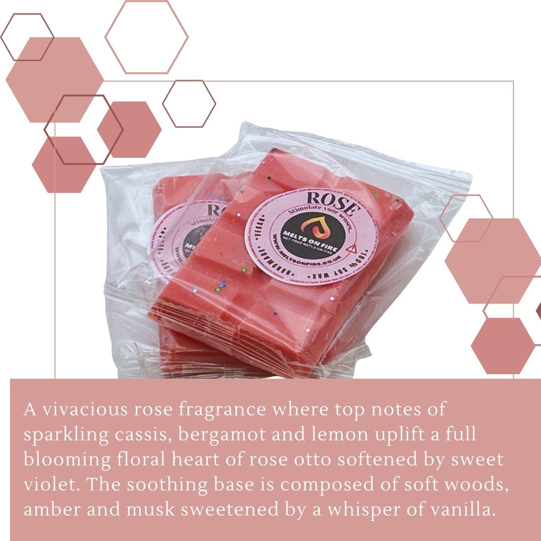 Rose Wax Melts - Snap Bars - Soy Wax Melts - Meltsonfire