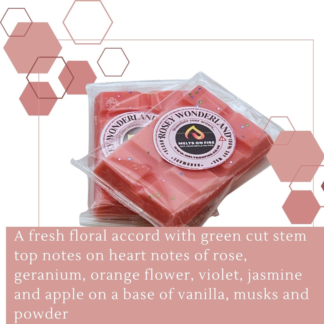 Rosey Wonderland Wax Melts - Snap Bars - Soy Wax Melts - Meltsonfire