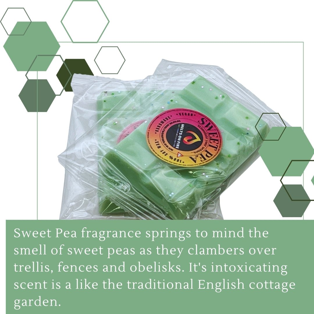 Sweetpea Wax Melts - Soy Wax Melts - 25g - Highly Scented for Oil Burner - Vegan & Cruelty Free - Soy Wax - Home Fragrance - Meltsonfire