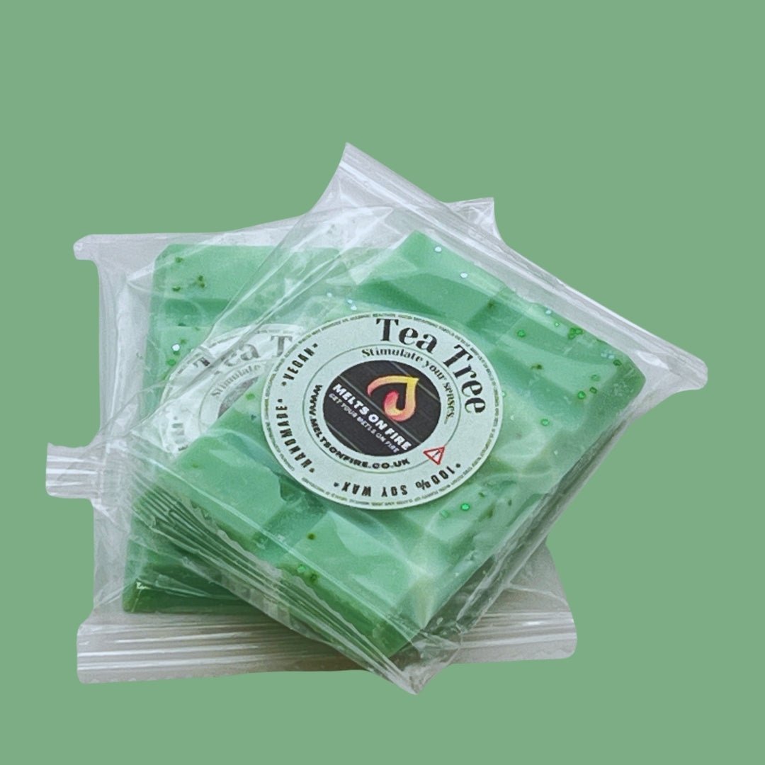 Tea Tree Wax Melts - Soy Wax Melts - 25g - Highly Scented for Oil Burner - Vegan & Cruelty Free - Soy Wax - Home Fragrance - Meltsonfire