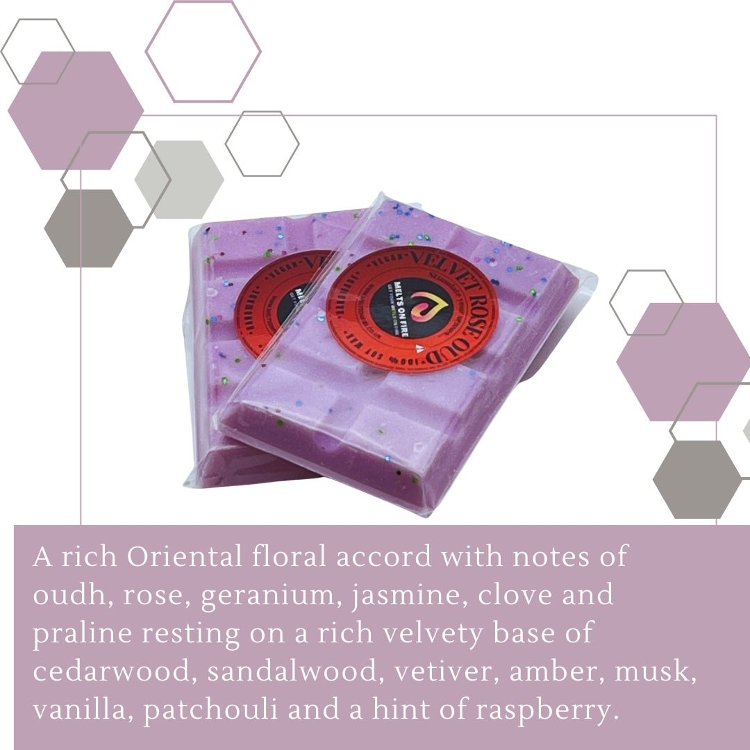 Valvet Rose & Oud Wax Melts - Snap Bars - Soy Wax Melts - Meltsonfire
