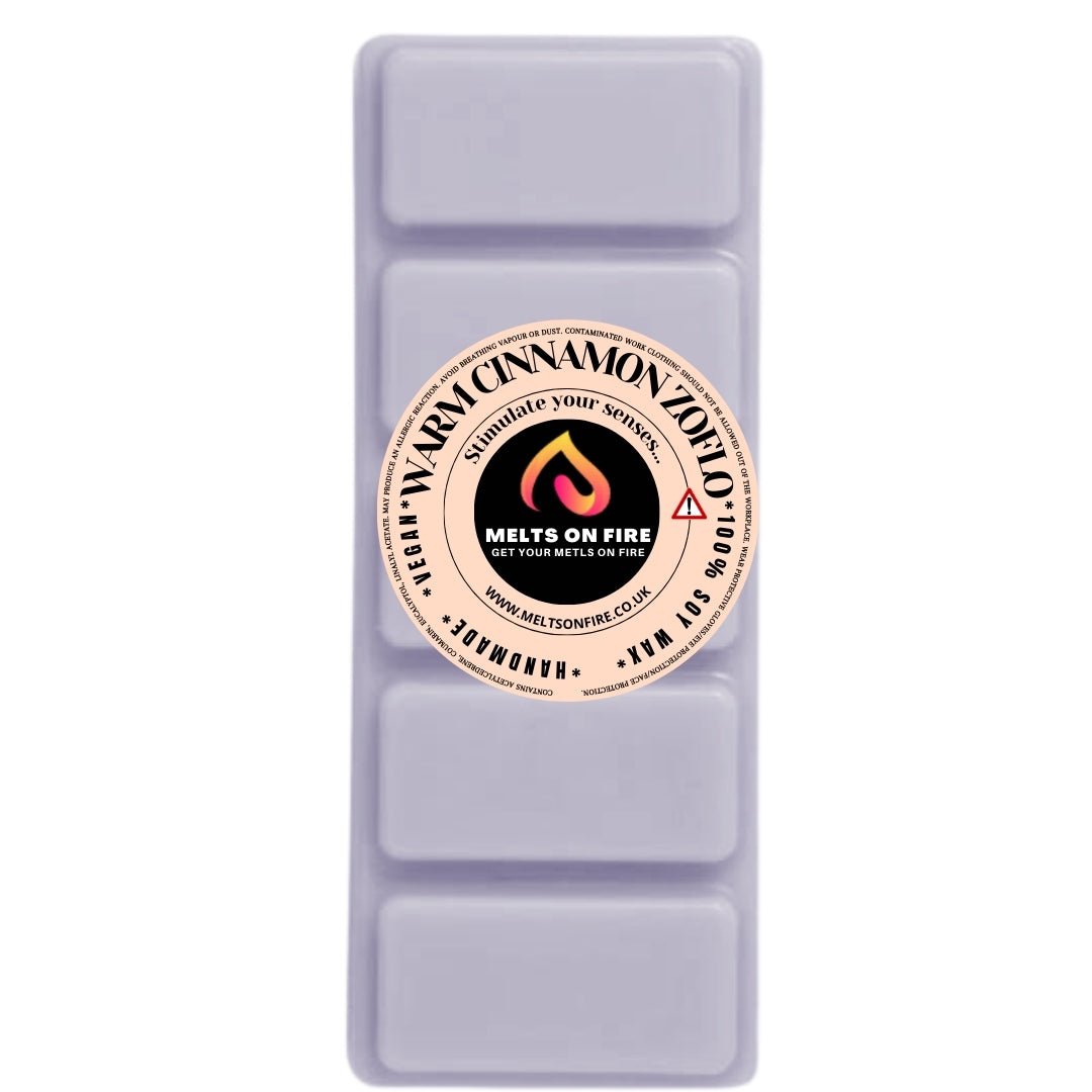 WARM CINNAMON ZOFLO Scented Wax Melts – Large 50g Bars with a Perfume - Inspired, Clean, Fresh, and Fruity Aroma. - Meltsonfire