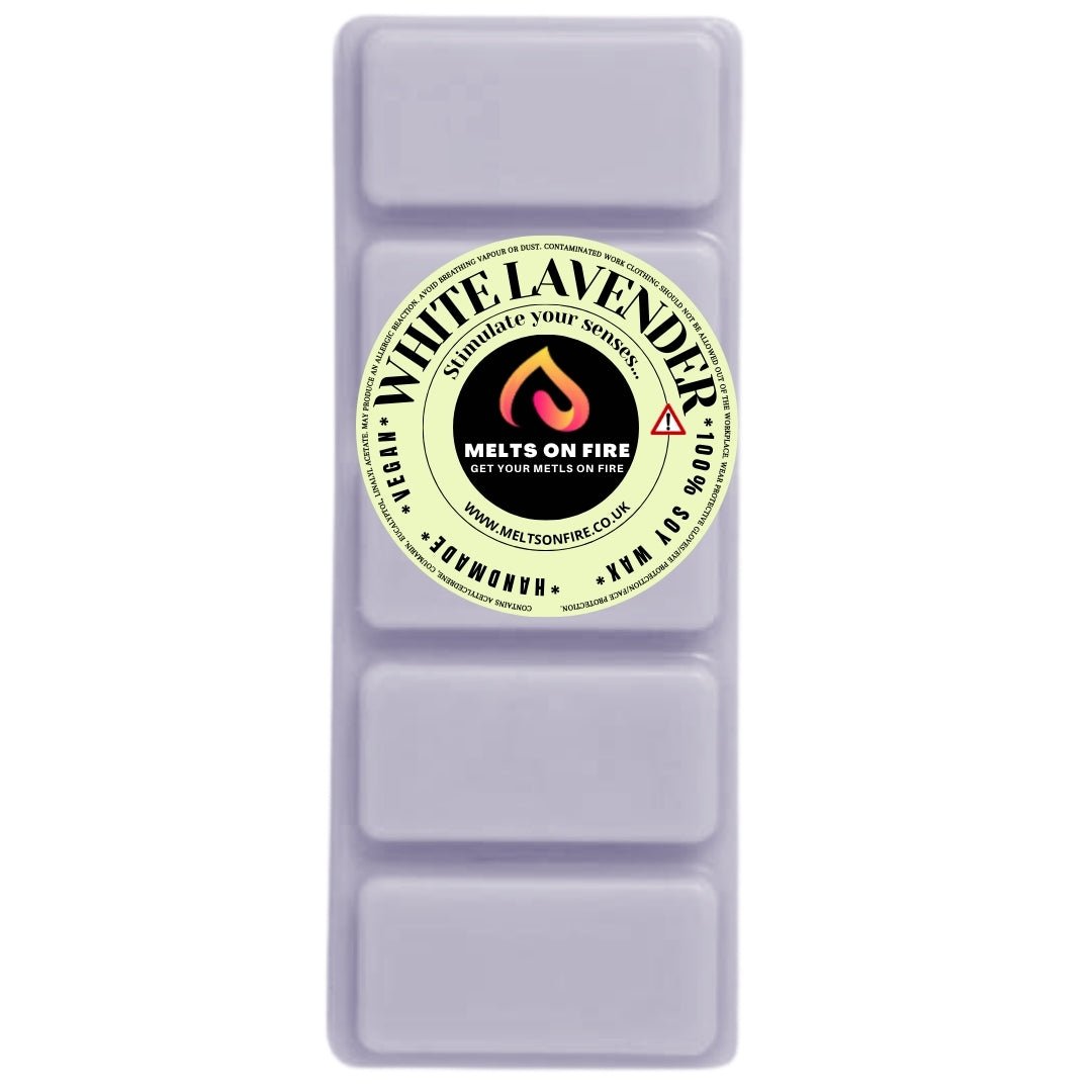 WHITE LAVENDER Scented Wax Melts – Large 50g Bars with a Perfume - Inspired, Clean, Fresh, and Fruity Aroma. - Meltsonfire