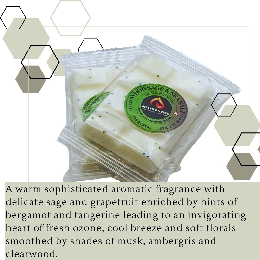 Wood sage & sea Salt Wax Melts - Snap Bars - Soy Wax Melts - Meltsonfire