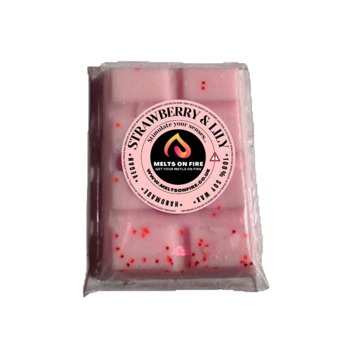Wax Melts – 4 X Snap Bars - (Snow Fairy,Flower Explosion,Rosey Wonderland,straberries & lilly ) – Scented Soy Wax Melts Vegan - Meltsonfire
