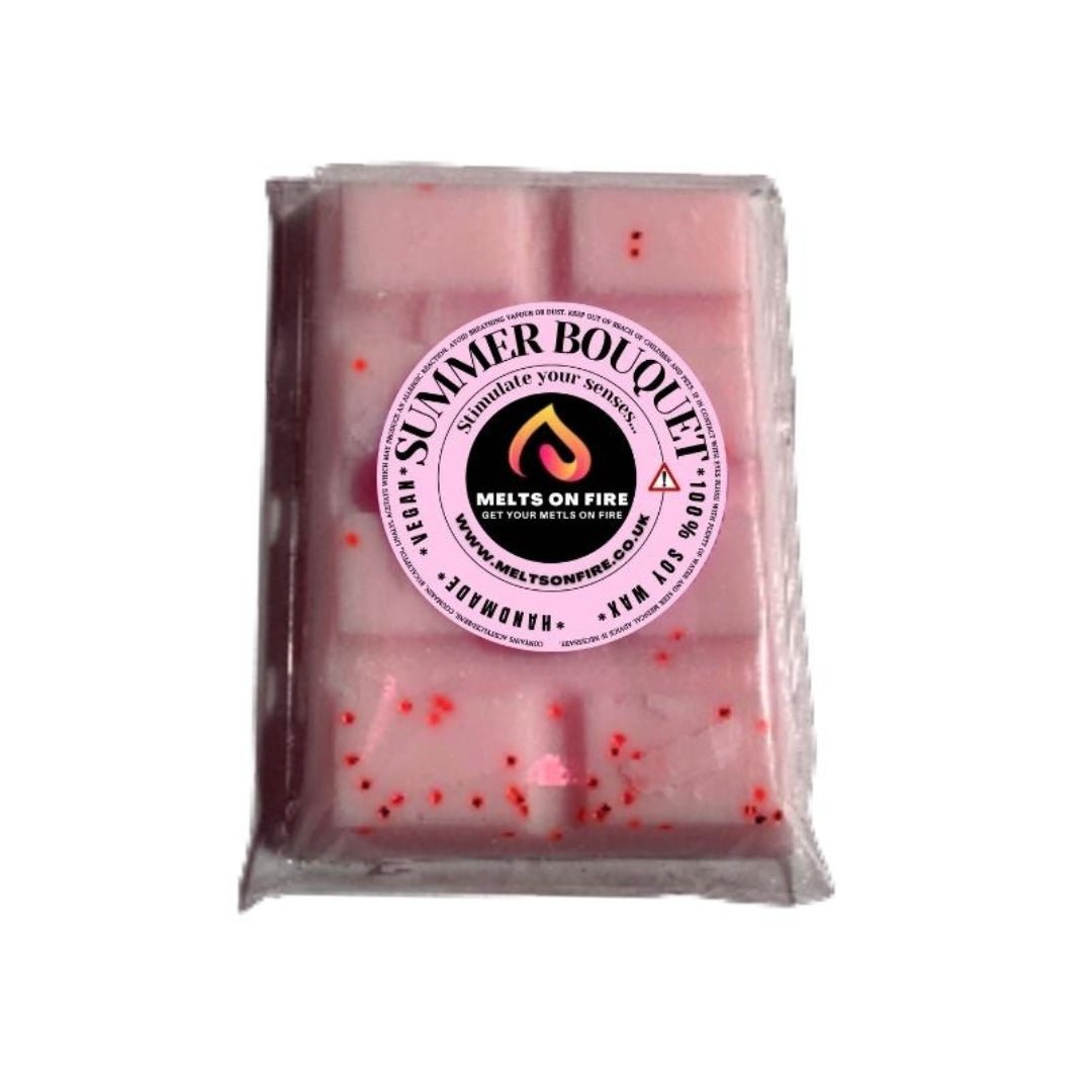 Wax Melts – 4 X Snap Bars - (Summer Bouquet,Twilight Garden,White Lavender,Wild Rhubarb) – Scented Soy Wax Melts Vegan - Meltsonfire