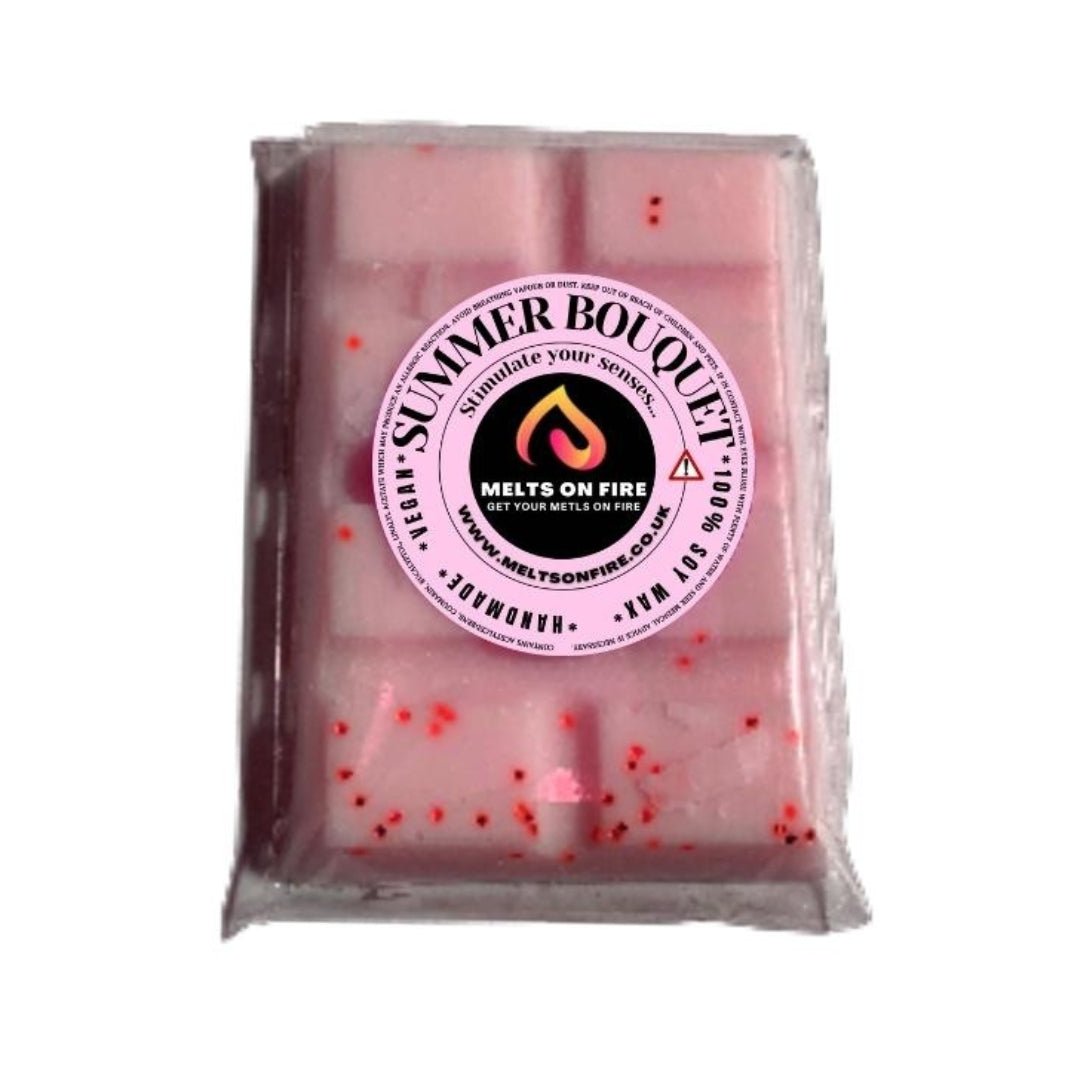 Wax Melts – 4 X Snap Bars - (Summer Bouquet,Twilight Garden,White Lavender,Wild Rhubarb) – Scented Soy Wax Melts Vegan - Meltsonfire