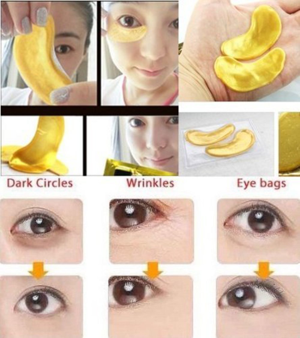 24K Gold Eye Mask, 20 Pairs Under Eye Patches Skin Treatment Mask, Crystal Collagen Under Eye Mask for Reducing Dark Circles, Moisturizing, Puffiness and Eye Bags, Anti-Wrinkle, Hydrating - Meltsonfire