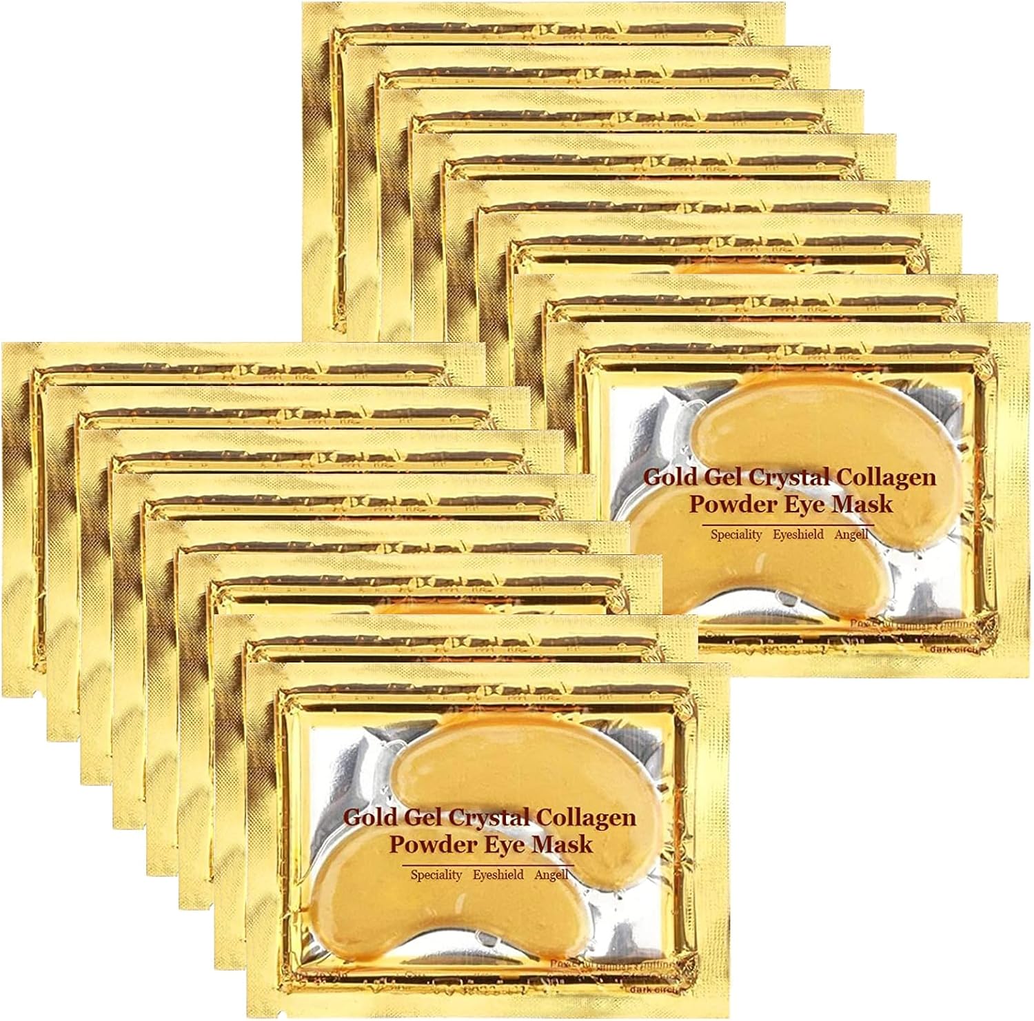 24k Gold Under Eye Collagen Patches, Reduce Puffy Eyes & Dark Circles, Illuminate Tired Eye Masks - Firms, Brightens, Energises (Packets - 10 Pair) - Meltsonfire
