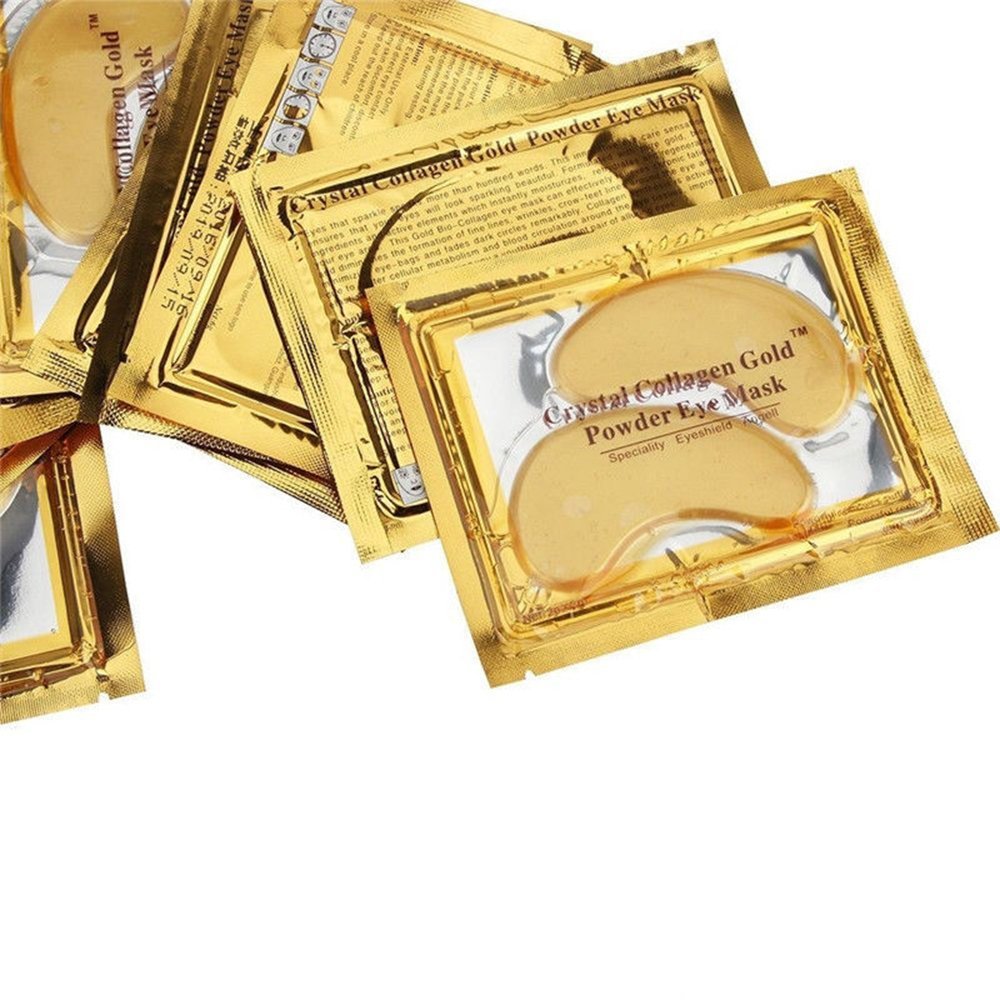 24k Gold Under Eye Collagen Patches, Reduce Puffy Eyes & Dark Circles, Illuminate Tired Eye Masks - Firms, Brightens, Energises (Packets - 10 Pair) - Meltsonfire
