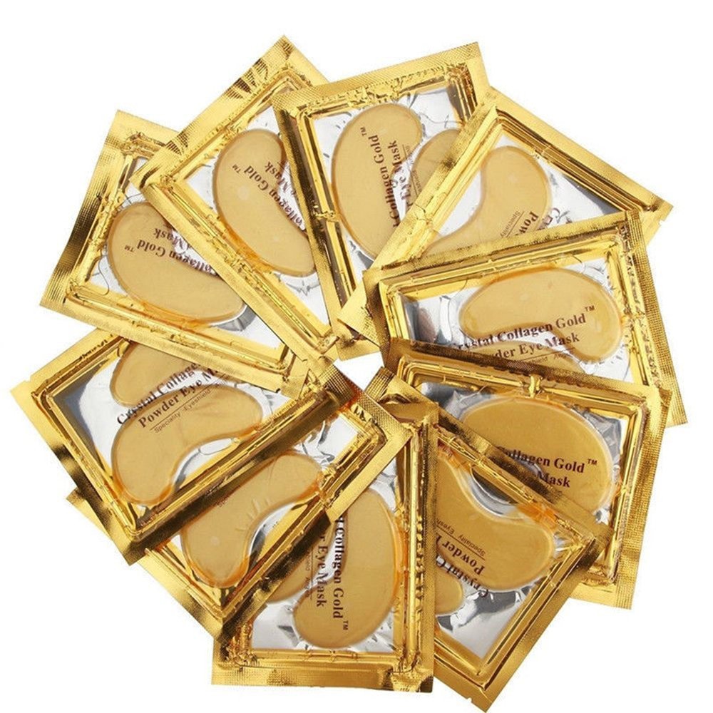 24k Gold Under Eye Collagen Patches, Reduce Puffy Eyes & Dark Circles, Illuminate Tired Eye Masks - Firms, Brightens, Energises (Packets - 10 Pair) - Meltsonfire