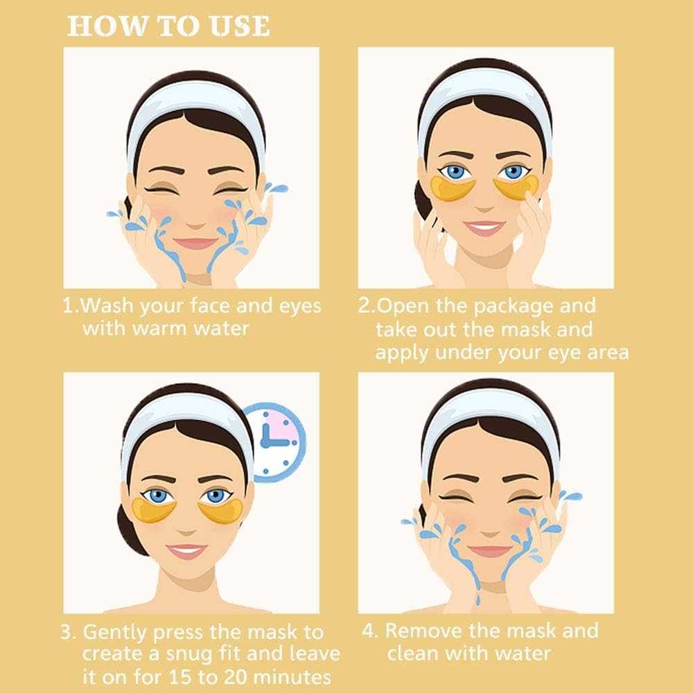 30 Pairs Under Eye Collagen Patches, Gold Moisturizing Under Eye Mask, Under Eye Gel Pads for dark circles and puffiness - Meltsonfire