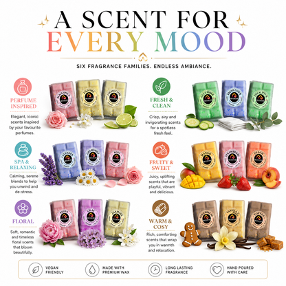 50 Scent Wax Melt Snap Bars Collection – 28g Handmade Soy Wax Bars – Perfume, Fruity, Fresh & Sweet Fragrances - Meltsonfire