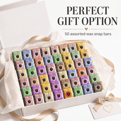 50 Scent Wax Melt Snap Bars Collection – 28g Handmade Soy Wax Bars – Perfume, Fruity, Fresh & Sweet Fragrances - Meltsonfire