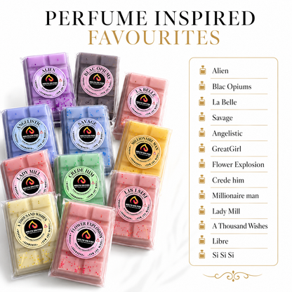 50 Scent Wax Melt Snap Bars Collection – 28g Handmade Soy Wax Bars – Perfume, Fruity, Fresh & Sweet Fragrances - Meltsonfire