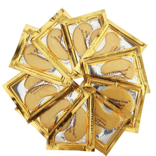 24k Gold Under Eye Collagen Patches, Reduce Puffy Eyes & Dark Circles, Illuminate Tired Eye Masks - Firms, Brightens, Energises (Packets - 10 Pair)