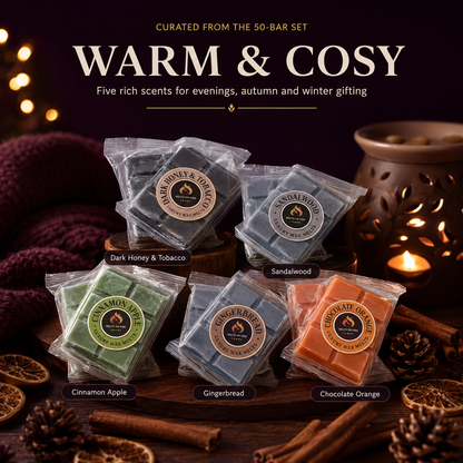 50 Scent Wax Melt Snap Bars Collection – 28g Handmade Soy Wax Bars – Perfume, Fruity, Fresh & Sweet Fragrances