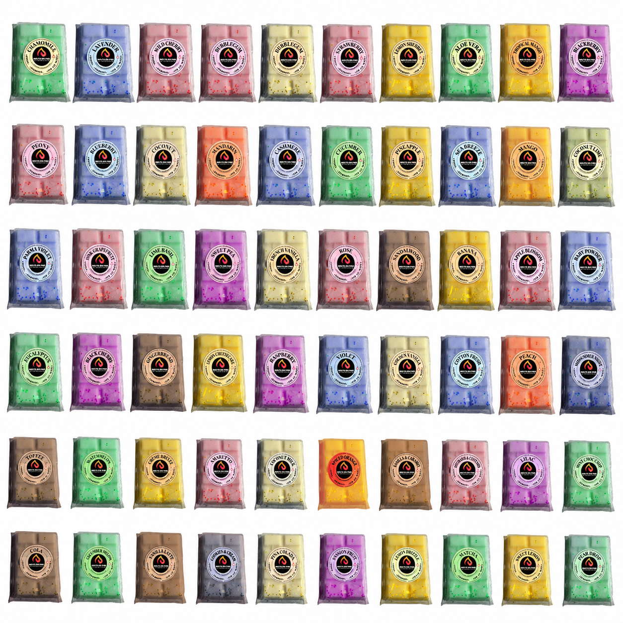 50 Scent Wax Melt Snap Bars Collection – 28g Handmade Soy Wax Bars – Perfume, Fruity, Fresh & Sweet Fragrances