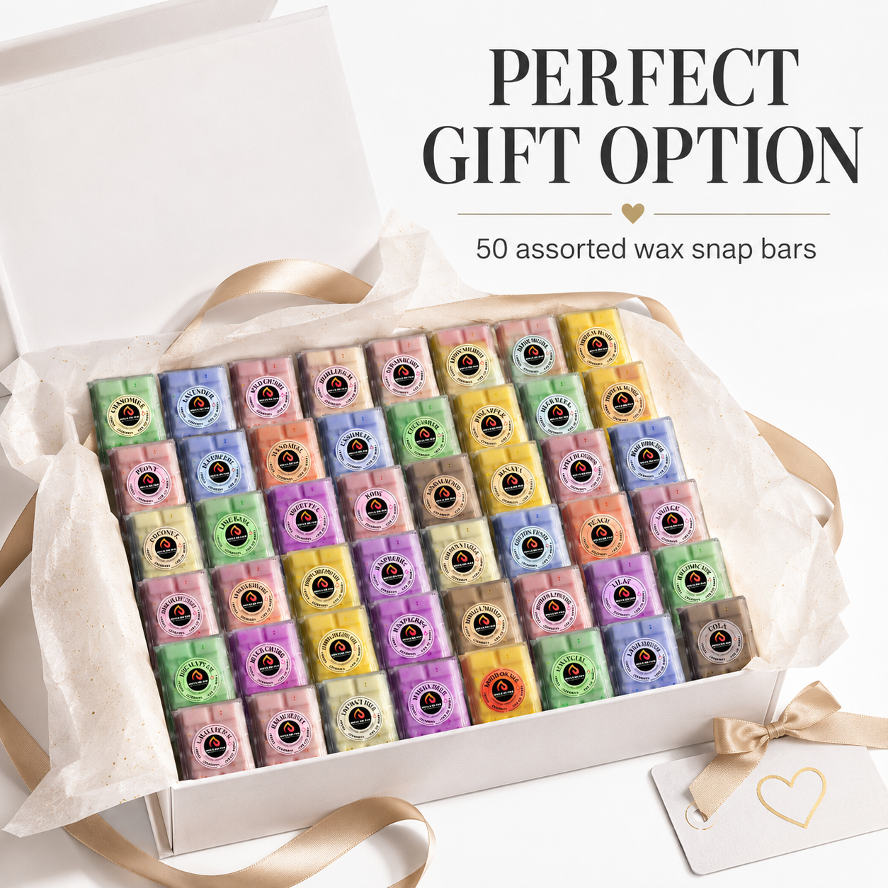 50 Scent Wax Melt Snap Bars Collection – 28g Handmade Soy Wax Bars – Perfume, Fruity, Fresh & Sweet Fragrances