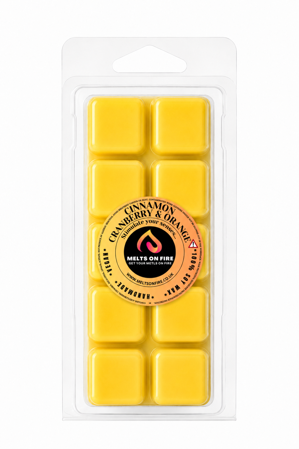 Cinnamon Cran & Orange 10 Block Clamshell Wax Melts, Soy Wax Handmade UK