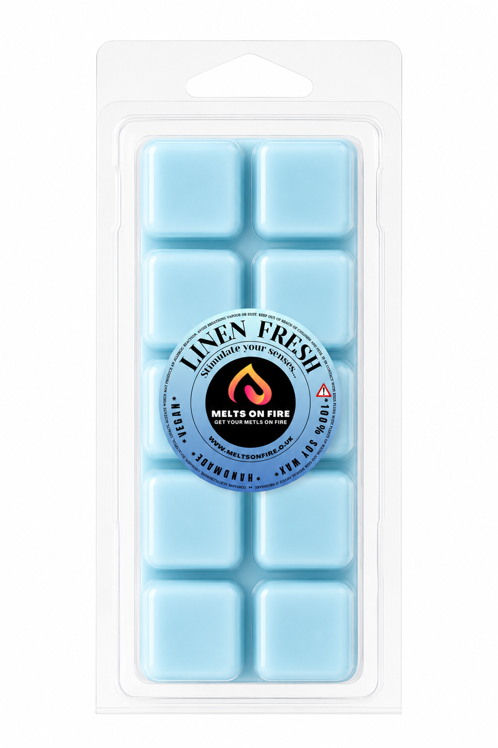 LInen Fresh 10 Block Clamshell Wax Melts, Soy Wax Handmade UK